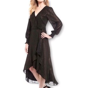 NWT Gibson Latimer Black/Gold Wrap Dress